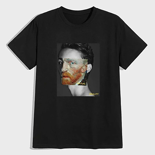 

Men's Tees T shirt Hot Stamping Graphic Prints Human Print Short Sleeve Casual Tops 100% Cotton Basic Designer Big and Tall Black