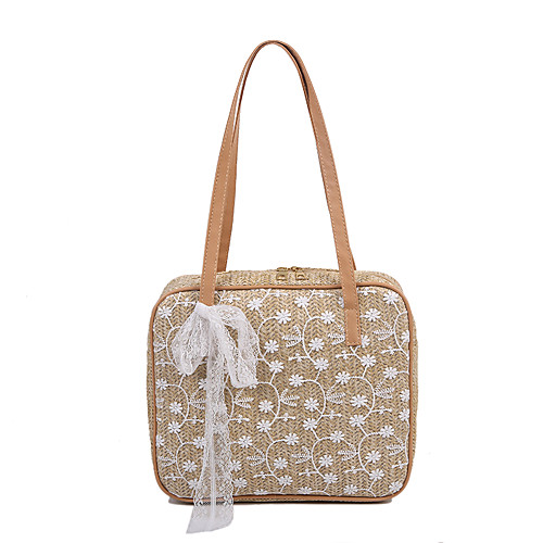 

Women's Bags Top Handle Bag Daily Straw Bag Handbags White Khaki
