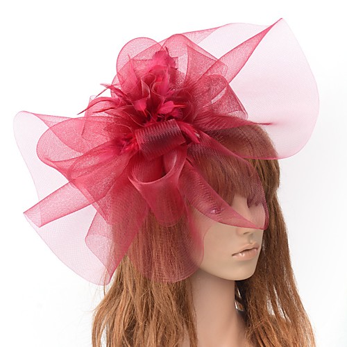 

Retro Hyperbole Tulle Fascinators with Feather / Floral 1 Piece Special Occasion / Party / Evening Headpiece