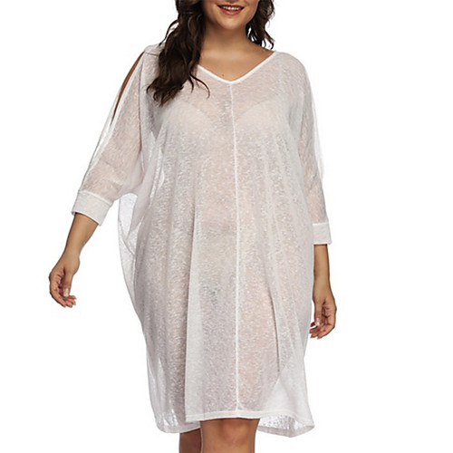 

Women's Cover-Up Swimsuit Solid Colored Normal Swimwear Bathing Suits White