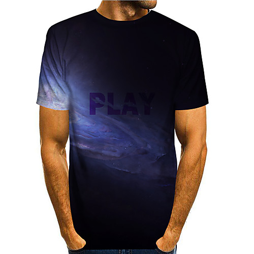 

Men's T shirt Other Prints Galaxy 3D Print Short Sleeve Daily Tops Basic Casual Black