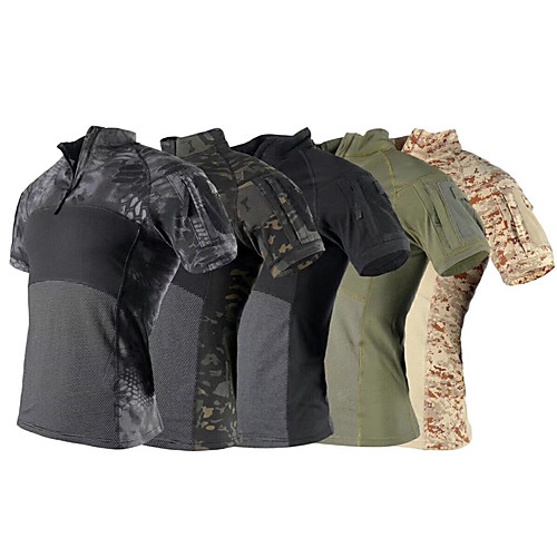 

Men's Camouflage Hunting T-shirt Military Tactical Shirt Short Sleeve Outdoor Summer Breathable Quick Dry Fast Dry Breathability Solid Colored Top Cotton Camping / Hiking Hunting Fishing Desert