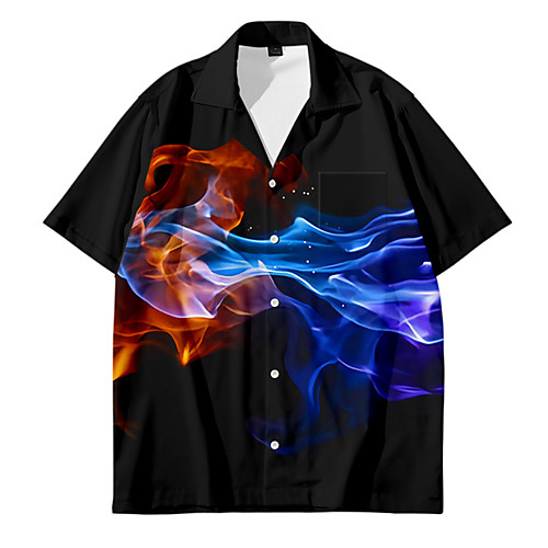 

Men's Shirt 3D Print Lightning Button-Down 3D Print Short Sleeve Daily Tops Casual Comfortable Black