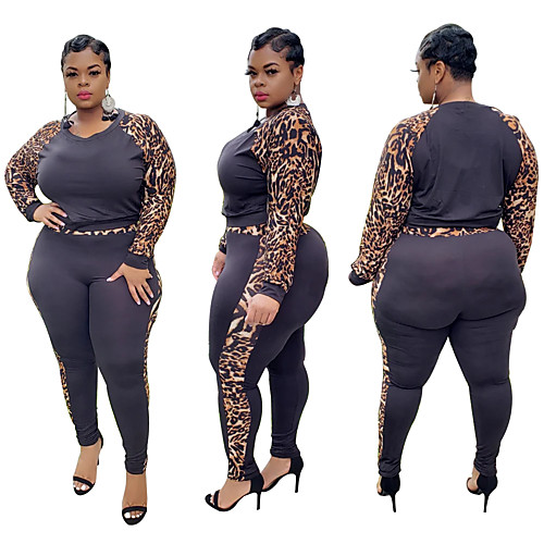 

Women's Plus Size Print Animal Two Piece Black