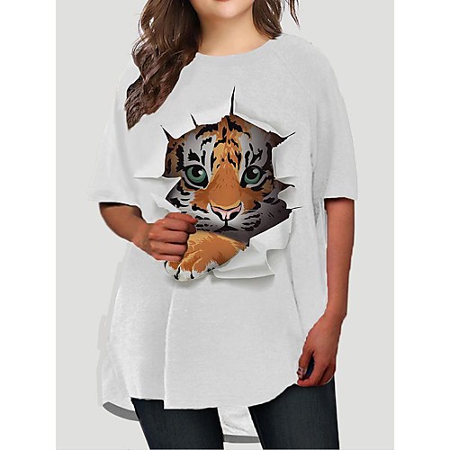 

Women's Plus Size Dresses T Shirt Dress Tee Dress Short Mini Dress Short Sleeve Graphic Animal Print Basic All Seasons White XL XXL 3XL 4XL 5XL / Loose
