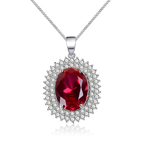 

Women's Red Synthetic Ruby Pendant Necklace Fancy Vintage Classic European Copper Red 45 cm Necklace Jewelry 1pc For Party Evening Formal