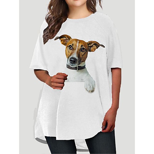 

Women's Plus Size Dresses T Shirt Dress Tee Dress Short Mini Dress Short Sleeve Graphic Animal Print Basic All Seasons White XL XXL 3XL 4XL 5XL / Loose