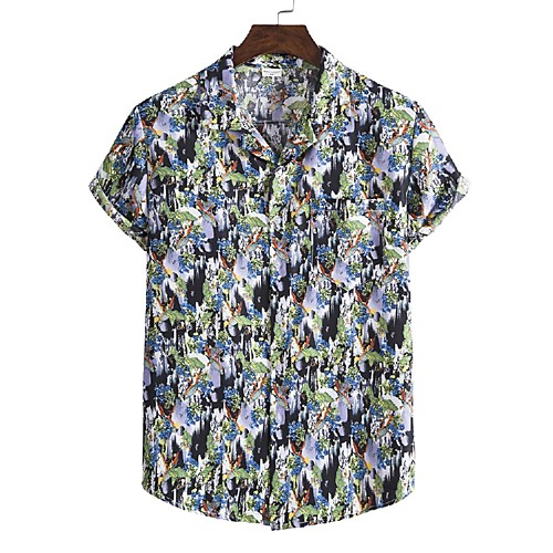 

Men's Shirt 3D Print Graphic Prints Print Short Sleeve Vacation Tops Green