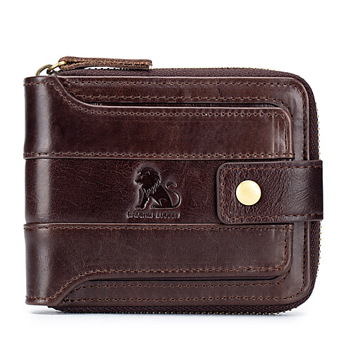 

Men's Unisex Bags Cowhide Wallet Zipper Plain Daily Outdoor 2021 Orange Dark Green Coffee