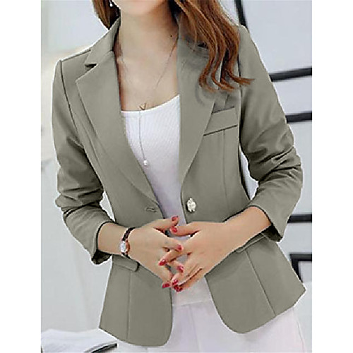 

women career long sleeve short slim blazer suit jacket coat grey xxs