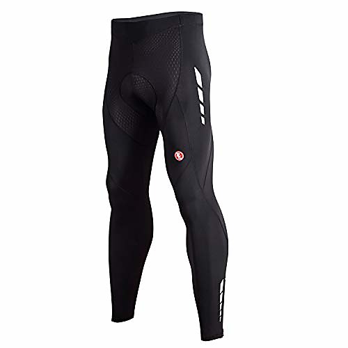 

men's thermal fleece cycling pants 4d padded bike biking tights for winter (fleece black, medium)