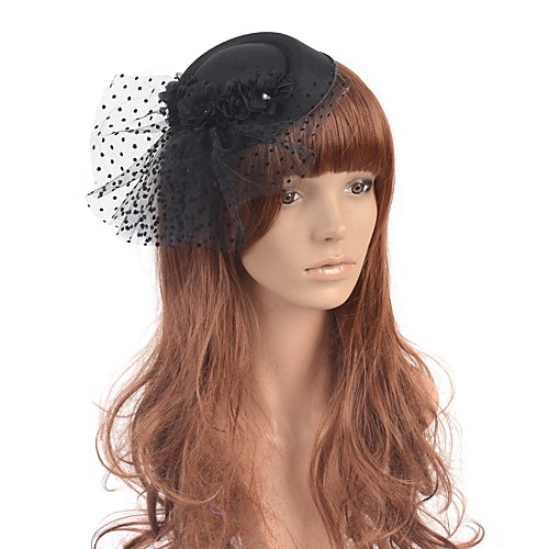 

Flower Style Elegant Tulle Fascinators with Floral / Polka Dot 1 Piece Special Occasion / Party / Evening Headpiece