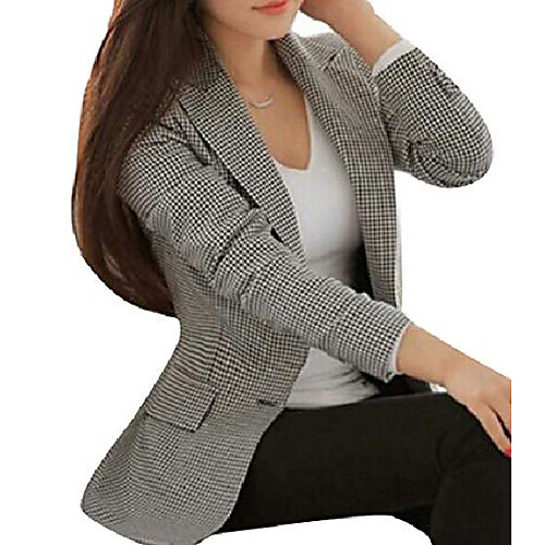 

mmcp women's classic plaid houndstooth slim formal work blazer jacket suit coat 1 xxs