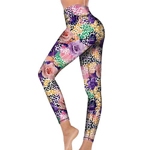 

21Grams Women's High Waist Yoga Pants Cropped Leggings Tummy Control Butt Lift Breathable Purple Fitness Gym Workout Running Sports Activewear High Elasticity