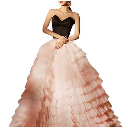 

Ball Gown Color Block Luxurious Quinceanera Prom Dress Sweetheart Neckline Sleeveless Floor Length Tulle with Pleats Tier 2021