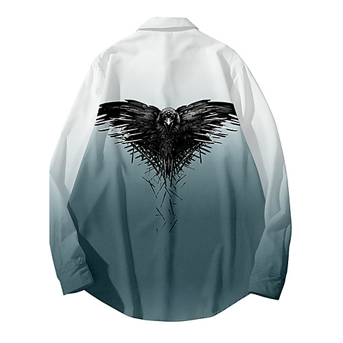 

Men's Shirt 3D Print Eagle Animal Button-Down 3D Print Long Sleeve Daily Tops Casual Fashion Hawaiian White