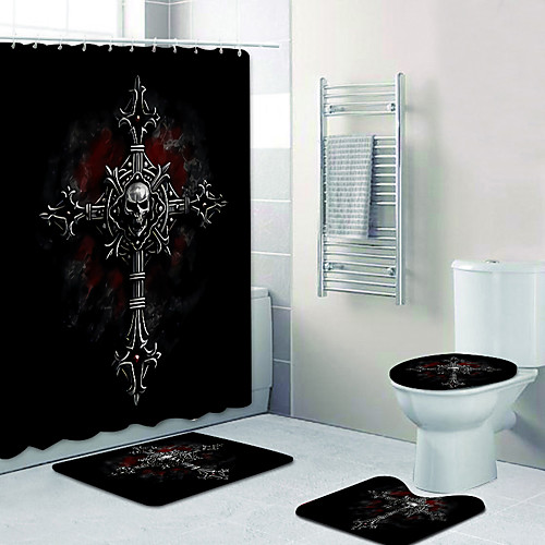 

Bathroom Shower Curtain & Mat Set Modern Polyester New Design