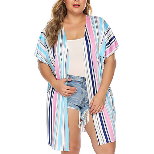 

Women's Cover Up Swimsuit Slim Blue Plus Size Swimwear Bathing Suits