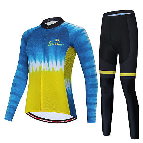 

Women's Long Sleeve Cycling Jersey with Tights BlueYellow Bike Sports Graphic Clothing Apparel / Micro-elastic / Athleisure