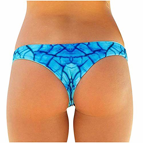 

meikosks ladies printed thong sexy bikini bottoms bathing beach wear for women summer swimsuit blue