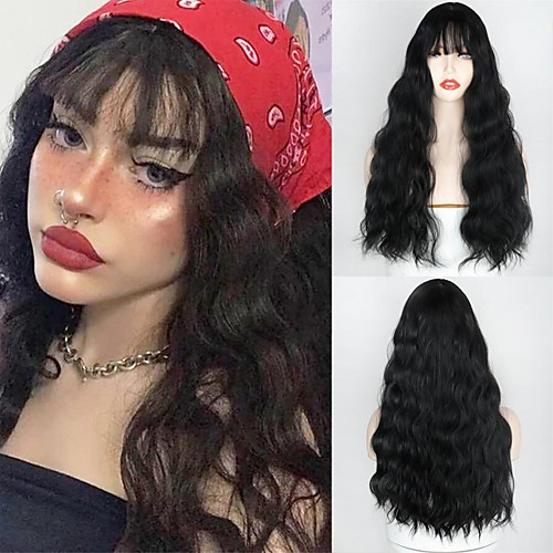 

Synthetic Wig Water Wave Neat Bang Wig Medium Length A1 A2 A3 A4 A5 Synthetic Hair Women's Cosplay Party Fashion Blonde Pink