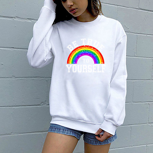 

Women's Sweatshirt Pullover Pure Color Crew Neck Letter Printed Sport Athleisure Sweatshirt Top Long Sleeve Breathable Soft Comfortable Everyday Use Street Casual Daily Outdoor