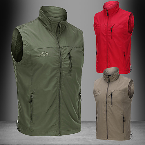 

Men's Hiking Vest / Gilet Fishing Vest Work Vest Sleeveless Vest / Gilet Outdoor Breathable Anti-tear Multi-Pockets Summer Nylon Solid Color Black Red Army Green Hunting Fishing Climbing