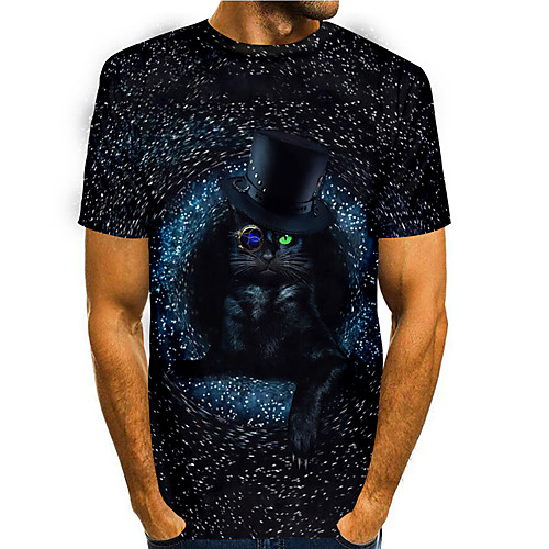 

Men's T shirt 3D Print Graphic Animal 3D Print Short Sleeve Daily Tops Basic Casual Black