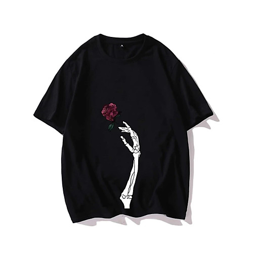 

Men's T shirt Hot Stamping Hand Print Short Sleeve Casual Tops 100% Cotton Basic Casual Fashion Black
