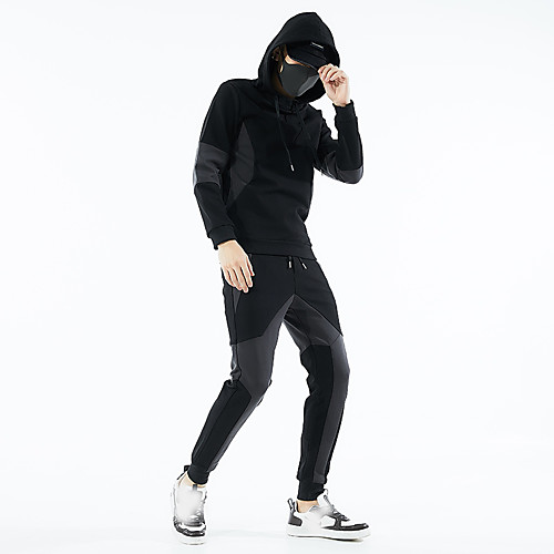 

Men's 2 Piece Jogging Suit Street Casual 2pcs Summer Long Sleeve Moisture Wicking Breathable Sweat Out Fitness Running Sportswear Normal Hoodie Black Activewear Inelastic / Athleisure