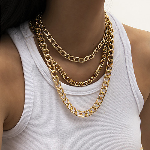 

Choker Necklace Chain Necklace Necklace Women's Geometrical Artistic Simple Fashion Vintage Trendy Gold Silver 45,47,52 cm Necklace Jewelry 3pcs for Street Daily Holiday Club Festival Geometric