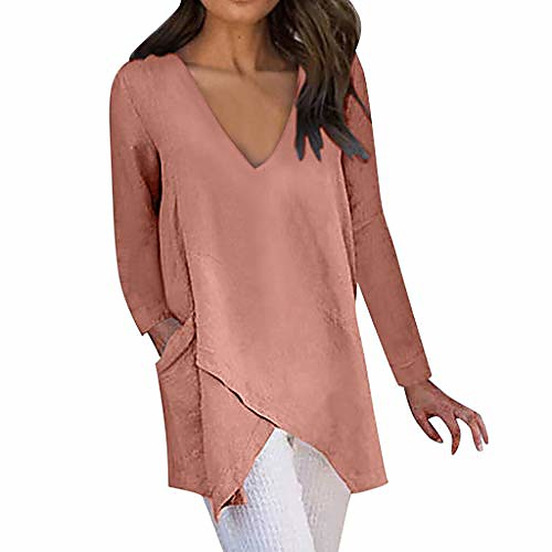 

aihihe women long tops wear with leggings long sleeve v neck tops wrap front irregular twist hem solid blouses tunic orange