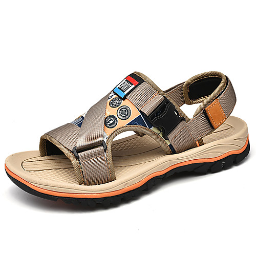 

Men's Sandals Beach Roman Shoes Daily Outdoor Microfiber Breathable Handmade Non-slipping Black Khaki Brown Spring Summer