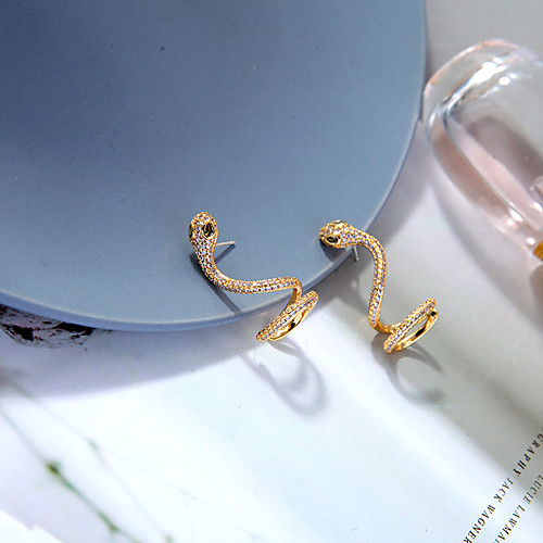 

Women's Ear Cuff Briolette Snake Vintage Punk Imitation Diamond Earrings Jewelry Gold For Party Carnival Prom 1 Pair