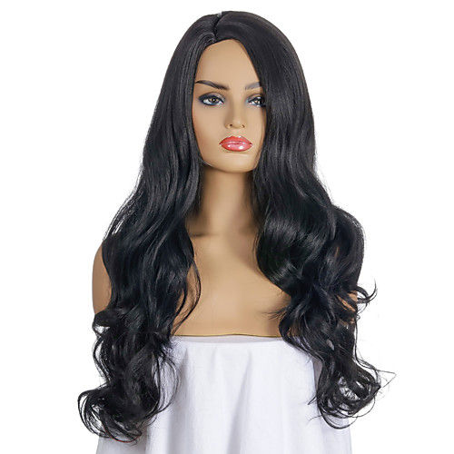 

Synthetic Wig Deep Wave Side Part Wig Medium Length Black Synthetic Hair Women's Party Fashion Comfy Black