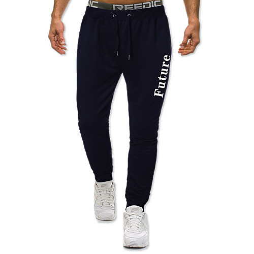 

Men's Casual / Sporty Sweatpants Outdoor Sports Daily Sports Pants Pants Graphic Full Length Drawstring Pocket Print Black Dark Gray Navy Blue
