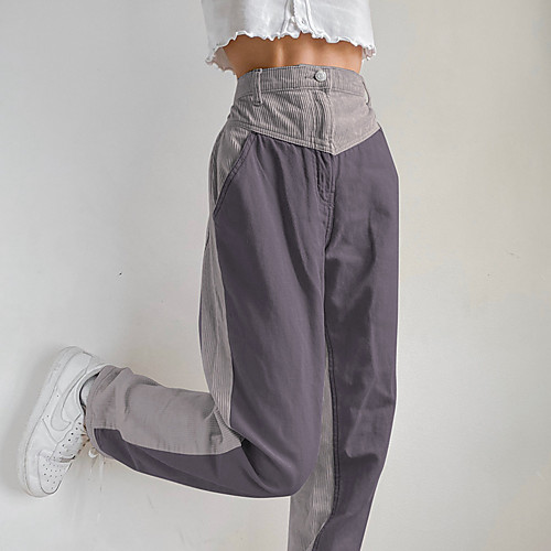 

Women's Streetwear Chino Comfort Casual Daily Pants Pants Color Block Full Length Pocket Blue Purple Blushing Pink Green Brown
