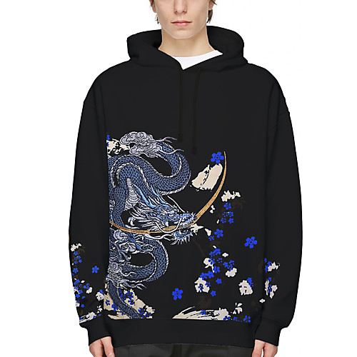 

Men's Pullover Hoodie Sweatshirt 3D Cartoon Print Daily Holiday 3D Print 3D Print Hoodies Sweatshirts Black