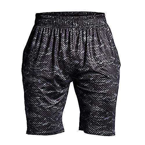 

men's compression shorts quick drying breathable for summer sports running training, black printing, large