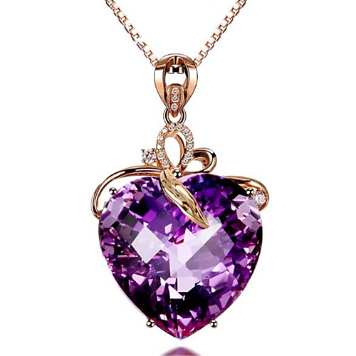 

Women's Amethyst Pendant Necklace Charm Necklace Classic Heart Precious Fashion Zircon Copper Gold Plated Purple 45 cm Necklace Jewelry 1pc For Christmas Wedding Party Evening Street Gift