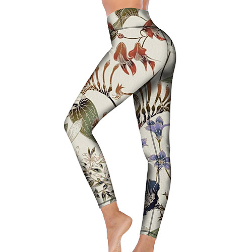 

21Grams Women's High Waist Yoga Pants Cropped Leggings Tummy Control Butt Lift Breathable White Fitness Gym Workout Running Sports Activewear High Elasticity