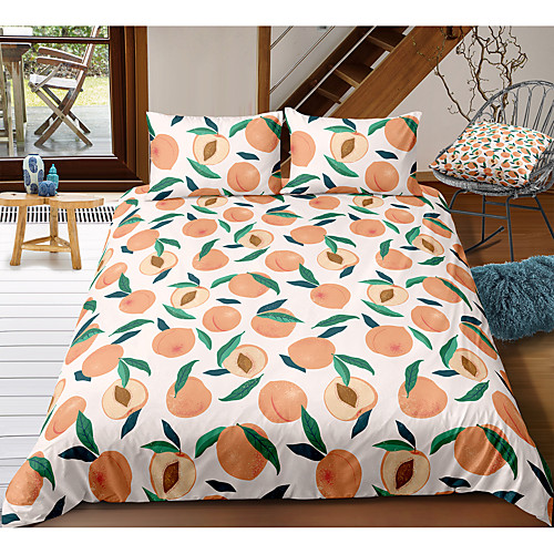 

Peach 3-Piece Duvet Cover Set Hotel Bedding Sets Comforter Cover with Soft Lightweight Microfiber, Include 1 Duvet Cover, 2 Pillowcases for Double/Queen/King(1 Pillowcase for Twin/Single)