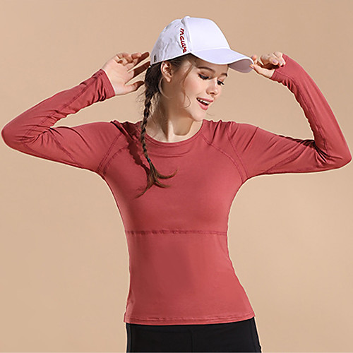 

Women's Long Sleeve Running Shirt Patchwork Tee Tshirt Top Athletic Athleisure Elastane Breathable Quick Dry Moisture Wicking Yoga Fitness Gym Workout Running Training Sportswear Solid Colored Normal