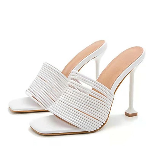 

Women's Heels Pumps Square Toe PU White Black