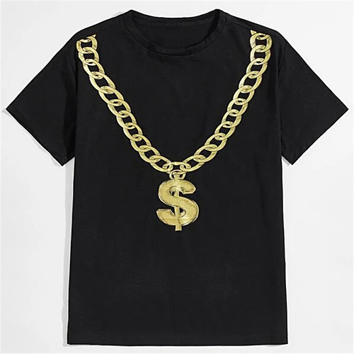 

Men's Unisex T shirt Hot Stamping Graphic Prints Necklace Plus Size Print Short Sleeve Daily Tops 100% Cotton Basic Fashion Classic Black