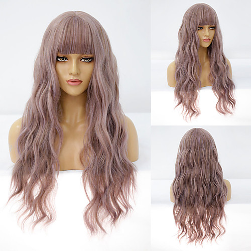 

Synthetic Wig Curly Deep Wave Neat Bang Wig Medium Length A10 A11 A1 A2 A3 Synthetic Hair Women's Cosplay Party Fashion Pink