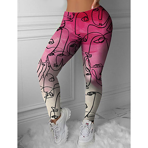 

Women's Stylish Novelty Comfort Leisure Sports Weekend Leggings Pants Graphic Prints Geometry Ankle-Length Sporty Elastic Waist Print Red