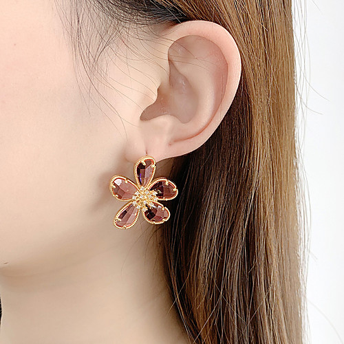 

Women's Earrings Transparent Flower Classic Cute Imitation Diamond Earrings Jewelry Pink / Light Blue For Party Gift Daily 1 Pair