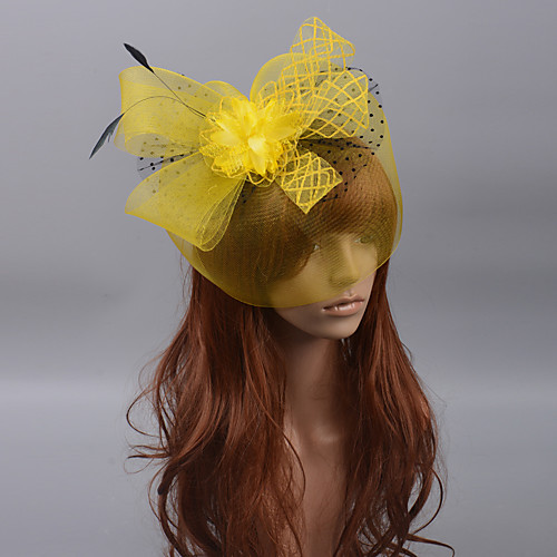 

Retro Hyperbole Tulle Fascinators with Feather / Floral 1 Piece Special Occasion / Party / Evening Headpiece