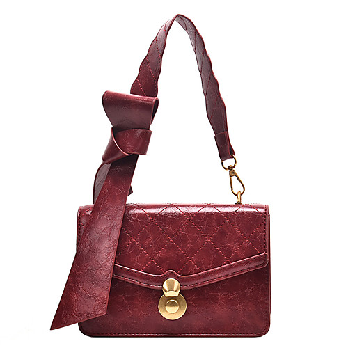 

Women's Bags PU Leather Crossbody Bag Hobo Bag Bow(s) Buttons Lattice Plain Daily Going out 2021 Handbags Wine White Black Brown